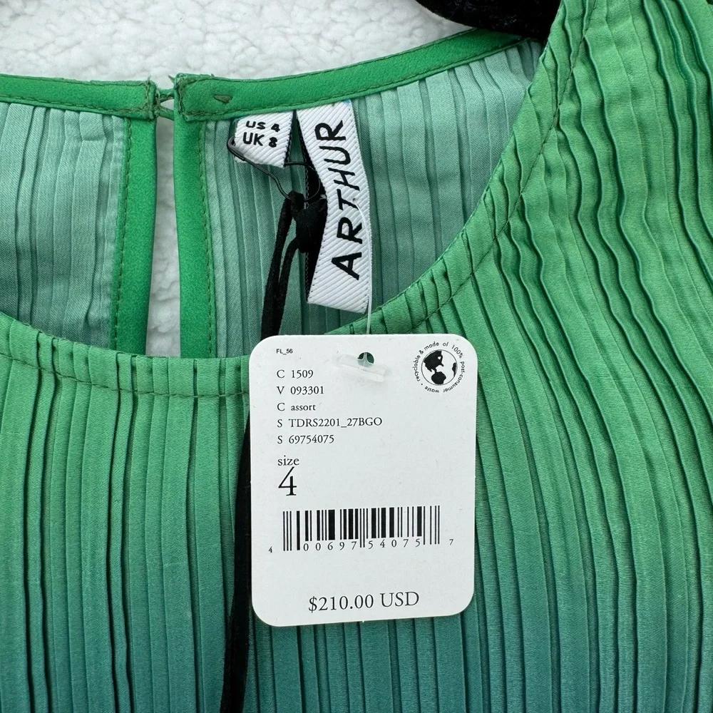 NWT Arthur Dress TDRS2201_27BGO Blue Green Long Sleeve Textured US 4 - Picture 7 of 15